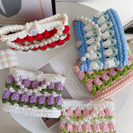 Flower Crochet Bag DIY Kit – Beginner Friendly, Includes Tutorial（delivery time:about 7 business days)）
