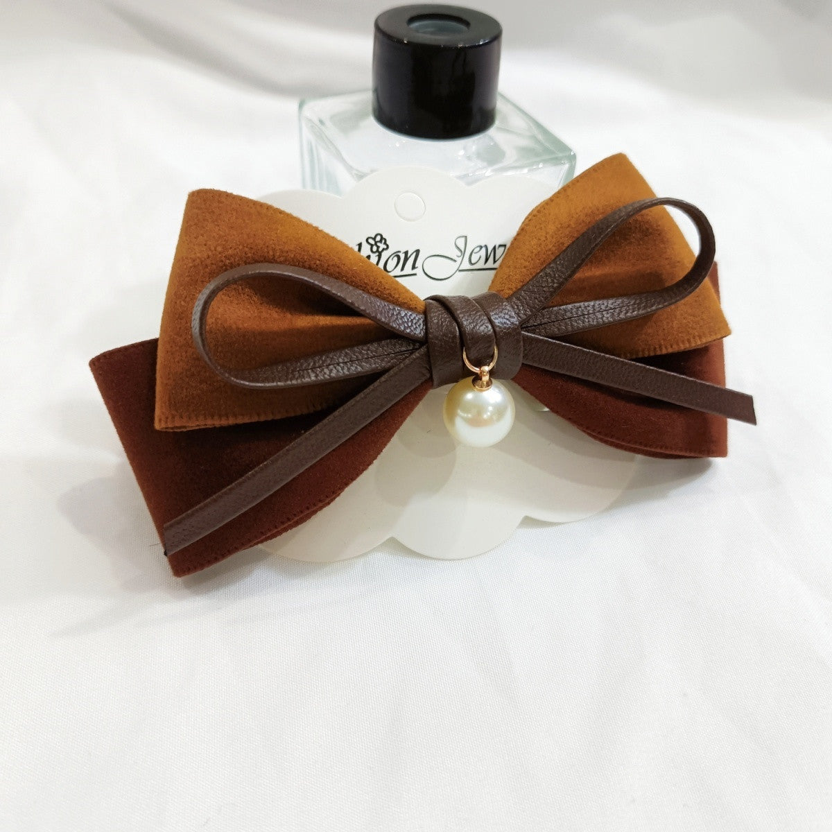Spring hair clip Velvet material Advanced sense Hair clip on the back of the head Merade coffee color(Sitewide: Free Shipping Over $50)