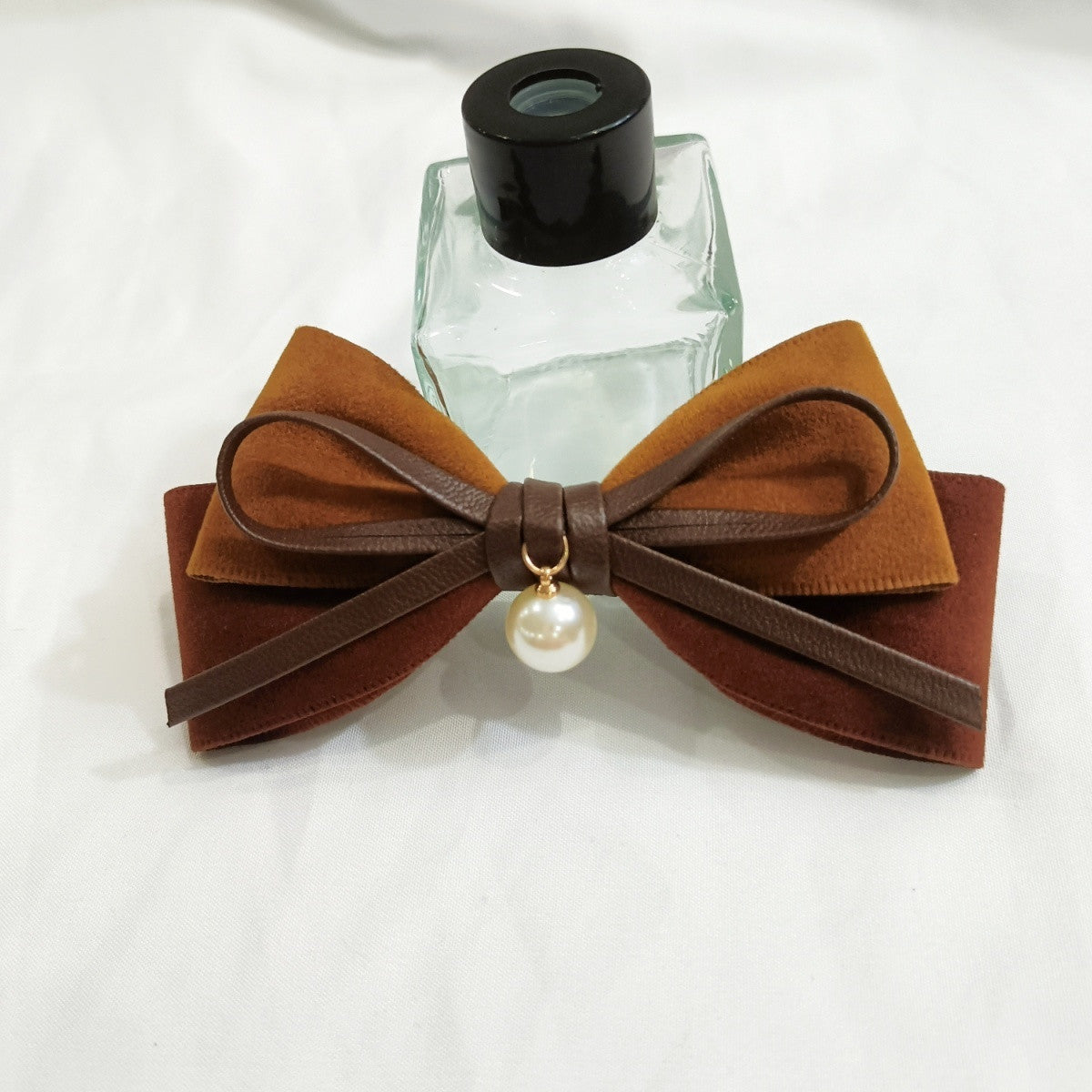 Spring hair clip Velvet material Advanced sense Hair clip on the back of the head Merade coffee color(Sitewide: Free Shipping Over $50)