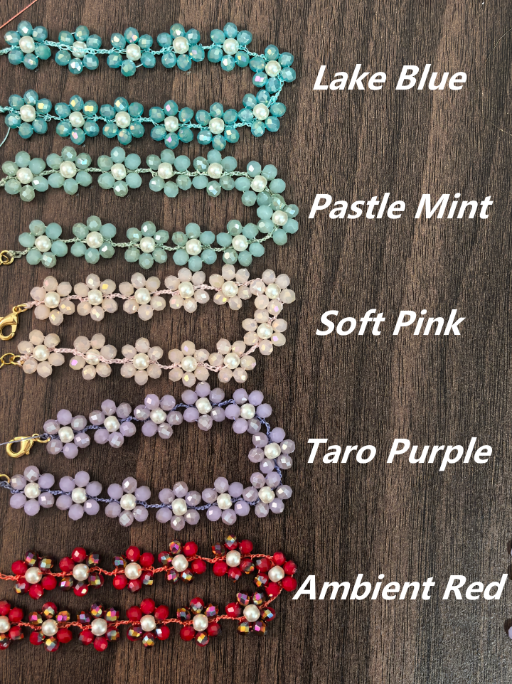 Handmade Crochet Flower Bracelet • DIY by Lena• Finished Product|Sitewide: Free Shipping Over $50