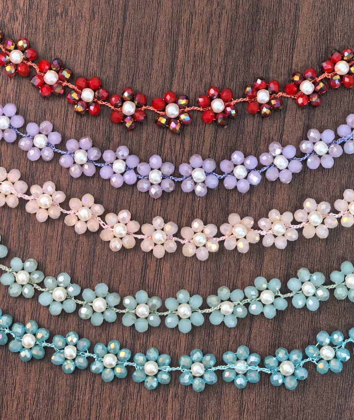 Handmade Crochet Flower Bracelet • DIY by Lena• Finished Product|Sitewide: Free Shipping Over $50