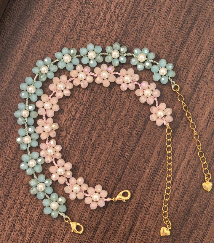 Handmade Crochet Flower Bracelet • DIY by Lena• Finished Product|Sitewide: Free Shipping Over $50